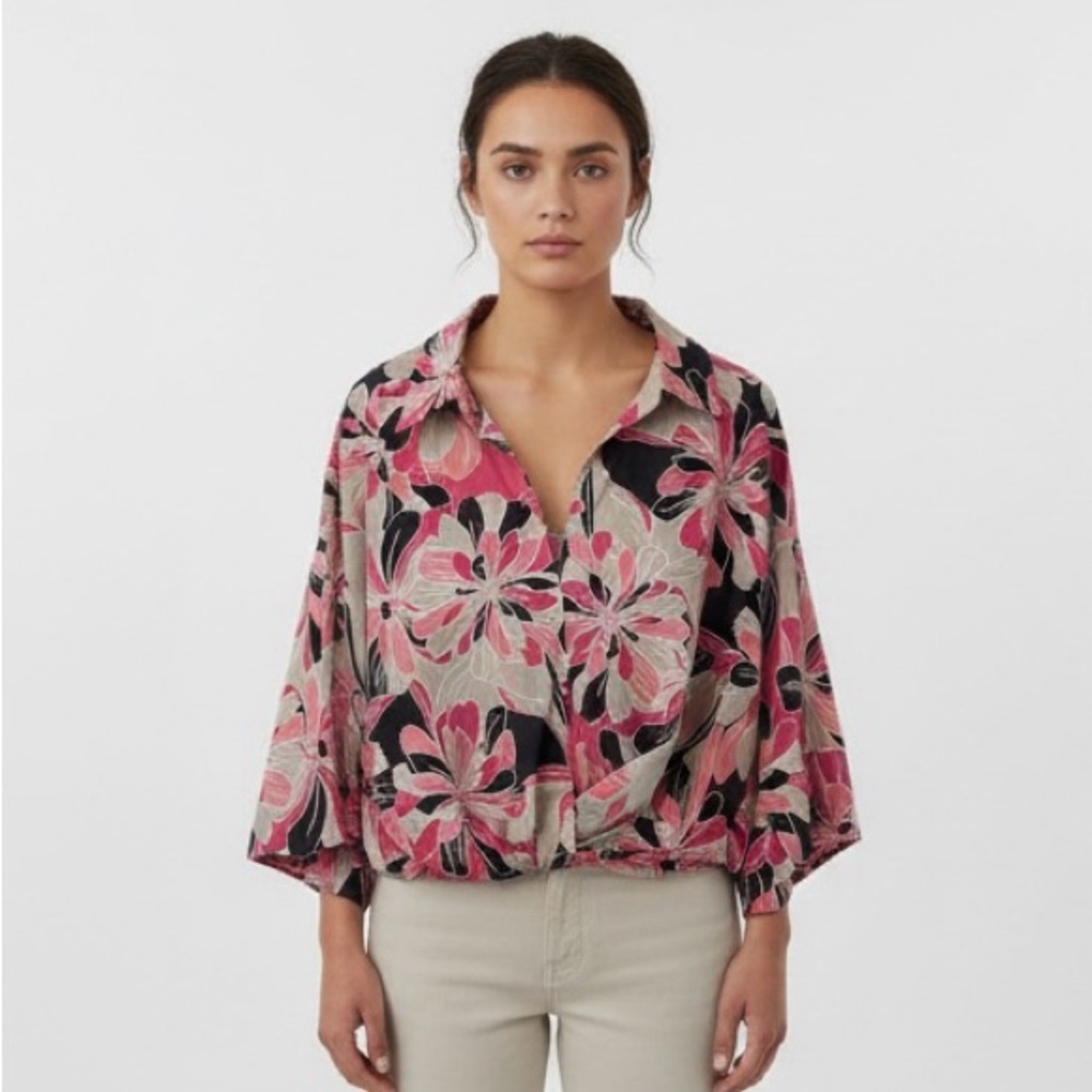 Tommy Hilfiger Pink Floral Button-Front Blouse
